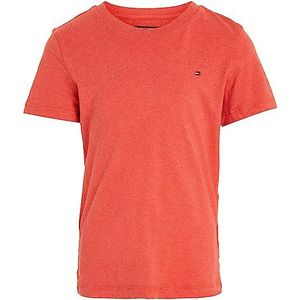 Tommy Hilfiger Basic Cn Knit S/S T-shirt voor jongens, appelrood gemêleerd, 140 cm