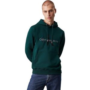 Calvin Klein Herensweatshirt met capuchon, Seasonal, monologo, regular, Groen (Ponderosa Pine), 5XL grote maten