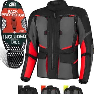 SHIMA HERO 2.0 Motorjack voor heren | All Season Adventure Cordura heren tourjas met waterdichte membraanverwarmingslaag, CE-pantserpads, breedteaanpassing (rood, 5XL)