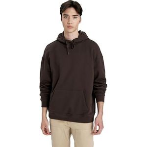 DeFacto Heren hoodie pullover - stijlvolle hoodie voor mannen - trendy herentrui met capuchon - hoodie voor mannen pullover met capuchon voor heren - comfortabele hoodies voor mannen, bruin, M