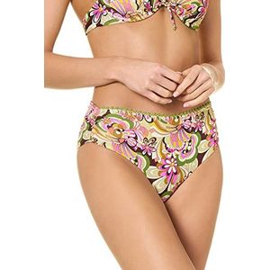 Goldenpoint Dames bikini badpak slip hoog krullend glamping, Veelkleurig., S