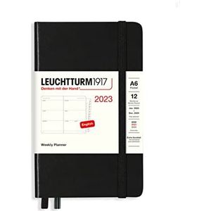 LEUCHTTURM1917 365950 Weekplanner Pocket (A6) 2023, 12 maanden, zwart, Engels