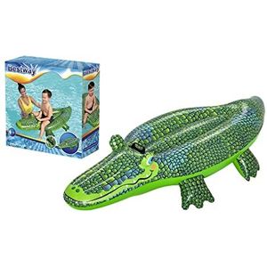 BESTWAY - Opblaasbare Krokodil Zwemband - 41477 - Grijs - Vinyl - 153 cm x 71 cm - Speelgoed voor Kinderen en Volwassenen - Buitenspel - Zwembad - Berijdbaar - Polsband - XXL - Vanaf 3 jaar