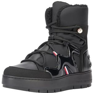 Tommy Hilfiger Dames Patent Snowboot Mid Boot, Zwart, 41 EU