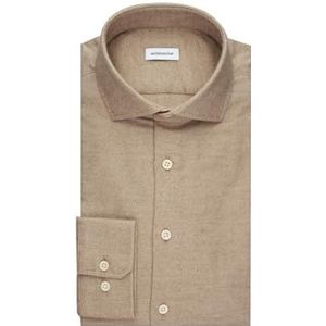 Seidensticker Flanellen overhemd voor heren, slim fit, flanellen overhemd, kent-kraag, lange mouwen, 100% katoen, bruin, 40