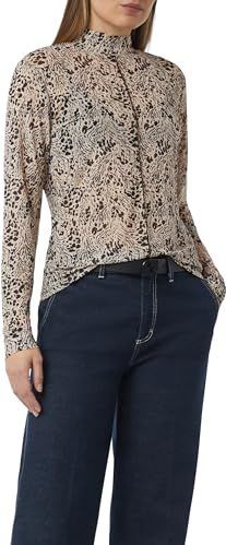 comma - T-Shirt - Lange Mouwen - Chique Opstaande Kraag