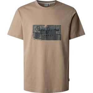 Pepe Jeans Heren DALTER TEE T-shirt, Bruin (STONE BEIGE), L, Bruin (steen Beige), L