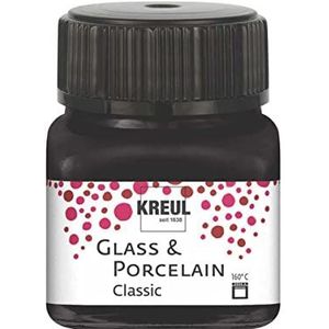 KREUL 16234 - Glas & Porselein Klassiek zwart, in potje van 20 ml, briljante glas- en porseleinverf op waterbasis, sneldrogend, dekkend