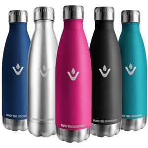 Vikaster Metalen drinkfles, 500 ml, BPA-vrije drinkfles, lekvrij, waterfles voor school, sport, fiets, camping, fitness, outdoor