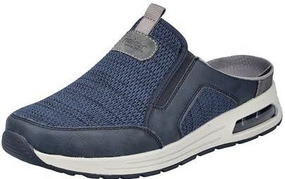 Rieker - Clogs - Zomerschoen - Blauw/grijs - Stretchinzet - Sleehak