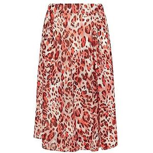 caissa Damesrok met luipaardprint, rood, meerkleurig., S