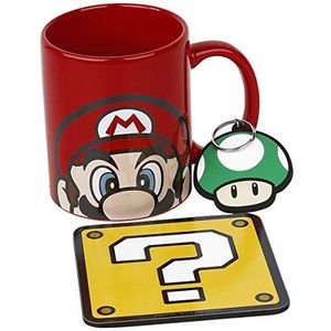 Super Mario - Mario geschenkdoos mok, onderzetter en sleutelhanger