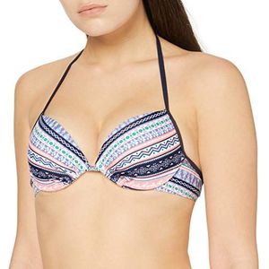 s.Oliver Push-up top bikinitop voor dames, Meerkleurig (blauw-rosé patroon 21573), 40 NL