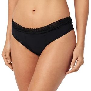 HAUTE PRESSION Roze menstruatie slipje hoog met elastische kant in de taille, zware stroom T38 ondergoed, zwart, 38 dames, Zwart, 36