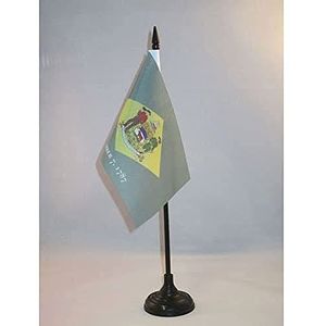 Delaware Table Vlag 15x10 cm - Amerikaanse staat van Delaware Desk Vlag 15 x 10 cm - Zwarte plastic stok en voet - AZ FLAG