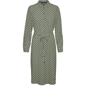 VERO MODA Vmnya Catch Ls Calf Shirt Dress WVN jurk voor dames, Reseda/Aop: nora, S