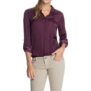 ESPRIT Collection Losse fit blouse voor dames van soepel chiffon, rood (Madison Red 623), 40