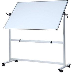 VIZ-PRO Dubbelzijdig magnetisch roterend mobiel whiteboard, aluminium frame & standaard, 120 x 90 cm