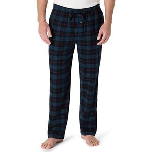 Amazon Essentials Men's Flanellen pyjamabroek (verkrijgbaar in grote en lange maten), Zwart Blauw Plaid, XS
