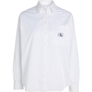 Calvin Klein Jeans Vrouwen Geweven Label Relaxed Shirt Tops, Helder Wit, XXL grote maten