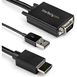 StarTech.com 2 m VGA-naar-HDMI-converterkabel met USB-audioondersteuning en voeding - Analoog naar digitaal videoadapterkabel om een VGA-pc op HDMI-scherm aan te sluiten - 1080p mannelijk naar