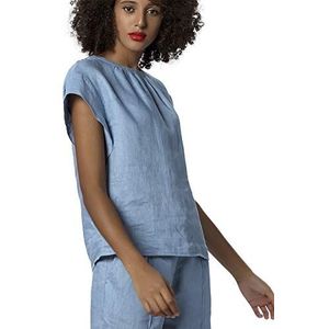 APART Fashion Dames linnen blouse, lichtblauw, 34 NL