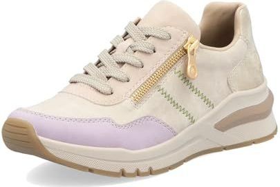 Vrijetijdsschoen - Lichtbeige/Rosé/Lila - Vetersluiting - Sleehak - Rond