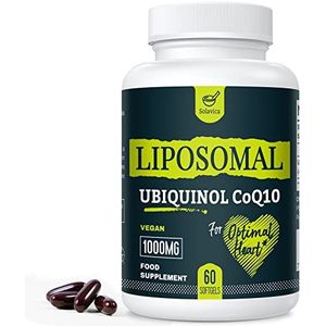 Liposomale Ubiquinol Vegan CoQ10 1000 mg, hoge biologische beschikbaarheid actieve vorm van CoQ10, een krachtige antioxidant voor het hart, Non-GMO, 60 softgels (1PACK)