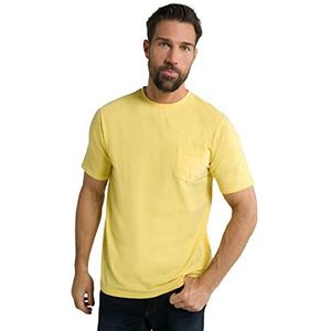 JP 1880 Heren T-shirt, Slub, Garment Dyed, Borstzak Shirt, pastelgeel, 6XL