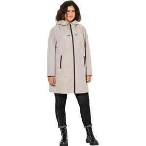 Ulla Popken Grote maten grote maten plus size HYPRAR functionele jas, waterdicht, capuchon, middelgrijs, 58-60