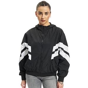 Urban Classics Crinkle Batwing Jacket, tweekleurige nylon jas voor dames in sportieve look, verkrijgbaar in verschillende kleuren, maten XS-5XL, zwart/wit, S