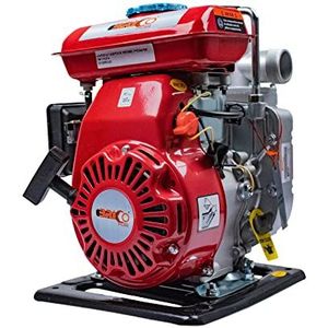 Bricoferr Waterpomp met benzinemotor, 97 cc, 2,5 pk, 4 tijden, rood