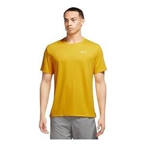 Nike M Nk DF UV Miler SS T-shirt heren, Levendig sulfur/reflecterend zilver, XL