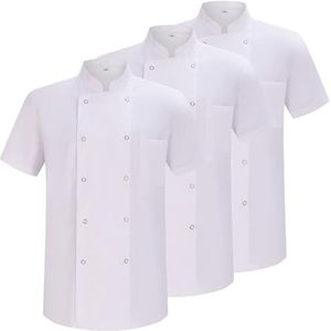 MISEMIYA - 3-6421B Kokjas voor heren, set van 3 stuks, Wit, XL