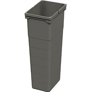 NINKA 5075.90 42514 Afvalcontainer 32 liter met beugelgrepen, vuilnisbak voor afvalverzamelaar, kunststof donkergrijs, zilver