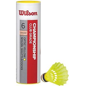 Wilson Championship Badminton-shuttles, 6 stuks, snelheid 79, kunststof/natuurkurk, geel