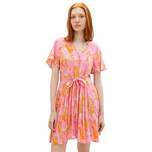 TOM TAILOR Denim Damesjurk met vleugelmouwen en ceintuur, 31704 - Abstract Roze Print, S