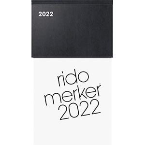rido/idé 7035013902 tafelkalender merk, 1 pagina = 1 dag, 108 x 201 mm, kunststof omslag, zwart, kalender 2022
