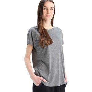 DeFacto Oversized crop tops voor dames, klassiek basic shirt voor dames, comfortabel oversized shirt voor vrouwen, Antraciet melange, S