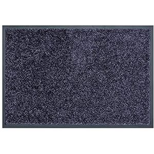 Hoogwaardige stofmat - deurmat binnen - wasbaar op 30° C - antislip loper - schoenenrek gang - keuken - blauwgrijs 60x90 cm