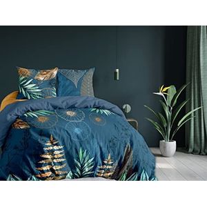 Calitex 3-delige beddengoedset, 240 x 220 cm, Selva, 100% katoen, blauw, 240 x 220 cm