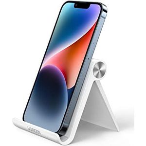 UGREEN Telefoonhouder Verstelbaar Opvouwbaar Standaard Phone Stand Compatibel met iPhone 14 Pro Max 13 12 11 Pro Max SE XR 8 Plus, Galaxy S23 Ultra S23+ S23 S22+ S21 S20, Huawei Redmi enz. (Wit)