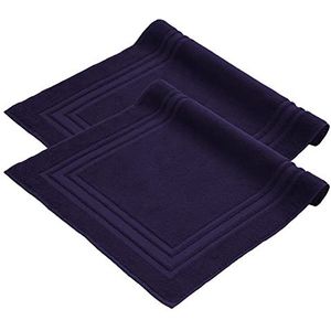 Komfortec Badmat Set - 2 stuks - 50x70 cm - 100% Katoen - Zachte en Absorberende Douchemat/Handdoek - Marineblauw