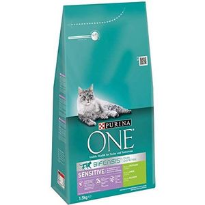 Purina One Bifensis Sensitive Kattenvoer, Kalkoen en Rijst Smaak, 6 Zakken (6 x 1,5 kg)