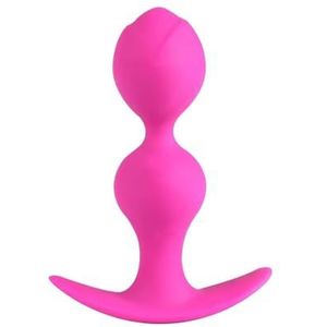 AMAZBEE Silicone Anal Plug Hook Masturbation Sex Toy With 2 Movable Anal Beads Anchor Base Small Medium Large Prostate Massager For Women For Men Sex Toys (Pink-M)