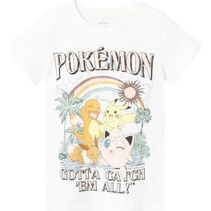 NAME IT Nkfaxaja Pokemon Ss Top Box Sky T-shirt voor meisjes, wit, 134/140 cm