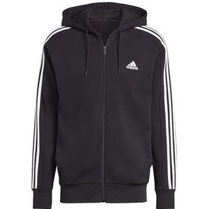 adidas Heren Essentials French Terry 3-Stripes Full-Zip Track Top, 5XL Tall Zwart/Wit, Zwart/Wit