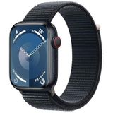 Apple Watch Series 9 (GPS + Cellular 45 mm) Smartwatch - Kast van middernacht aluminium - Middernacht geweven sportbandje. Conditie bijhouden, Saturatie-app en Ecg-app, CO₂- neutraal