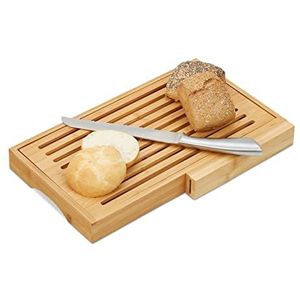 Relaxdays broodplank - brood snijplank - bamboe - opvangbak kruimels - broodmes