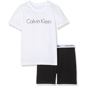 Calvin Klein Jongens Modern Cotton Knit Pj Set (S/S+Korte) Pyjamabroek, meerkleurig (wit/zwart 908), 116-122